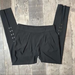 PRINGLE OF SCOTLAND Black Tapered Skinny Button Ankle Haram Trouser Pants 8